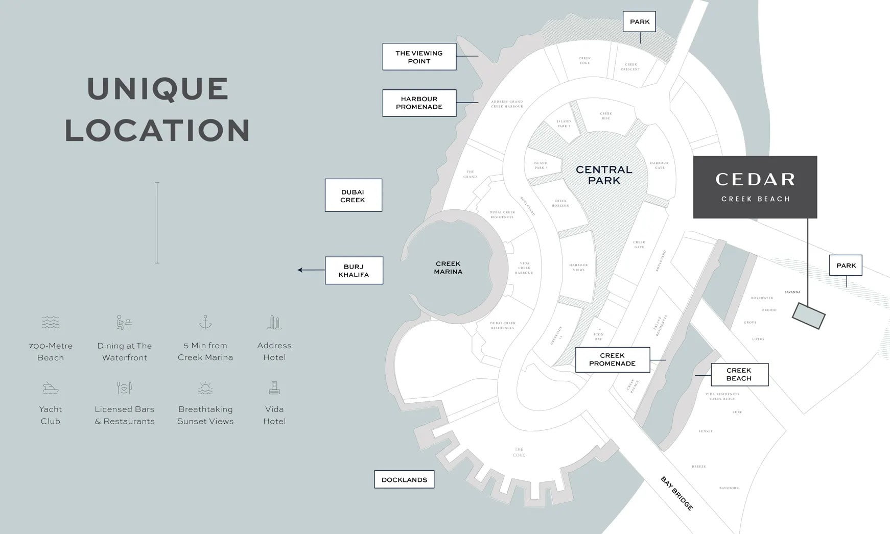 آپارتمان های سیدار کریک بیچ در دبی کریک هاربر | Cedar Creek Beach Apartments