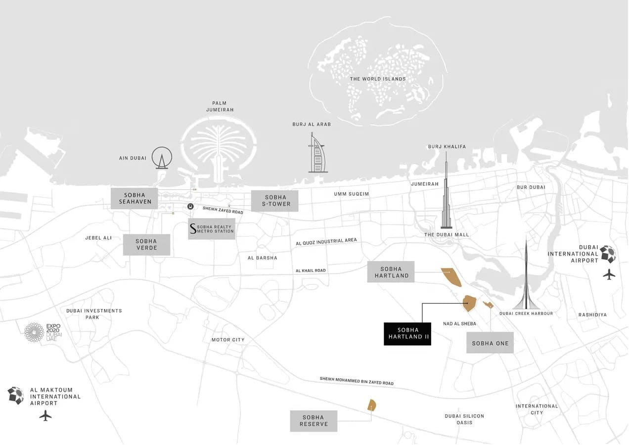 آپارتمان های 310 ریورساید کرسنت در منطقه شوبا هارتلند 2 دبی | 310 Riverside Crescent