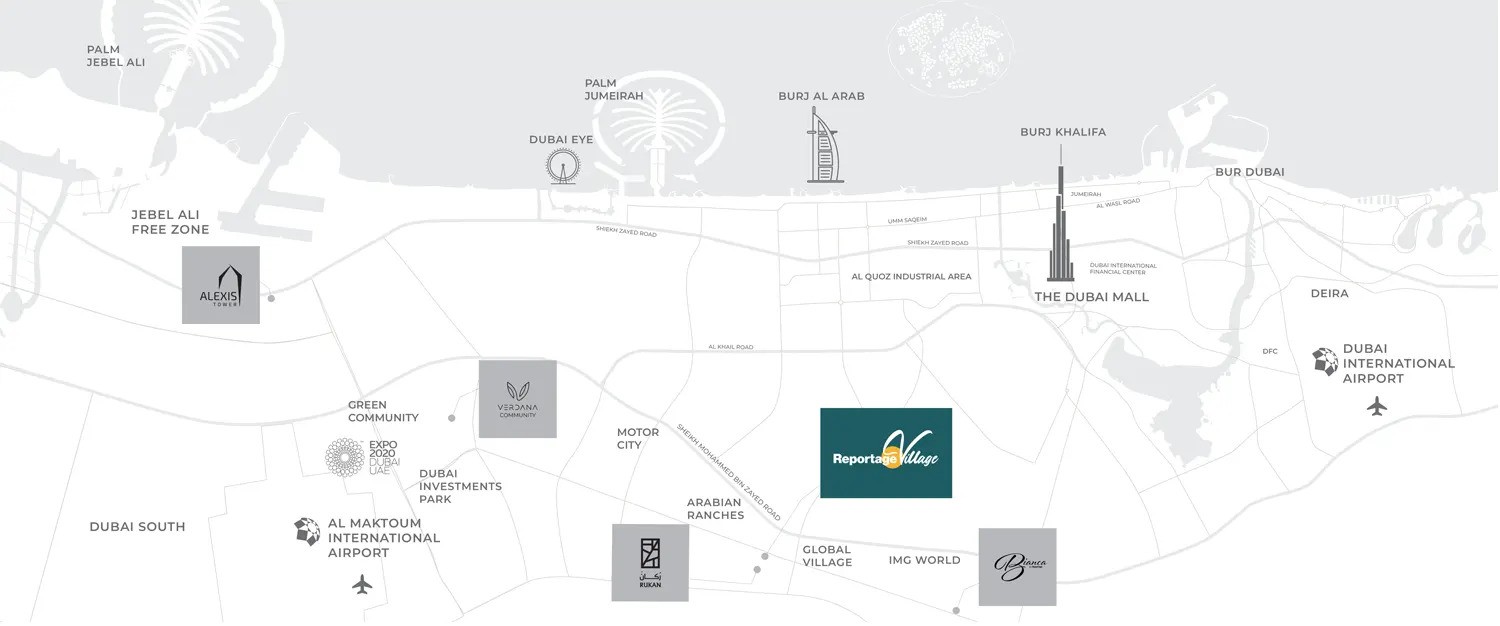 تاون هاوس های رپورتاژ ویلیج در منطقە دبی لند | Reportage village